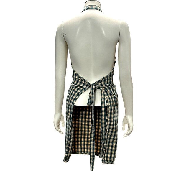 CCC Vintage Green Plaid Kitchen Apron With Moose Tree Appliqué One Size Fits Mos - Picture 3 of 8